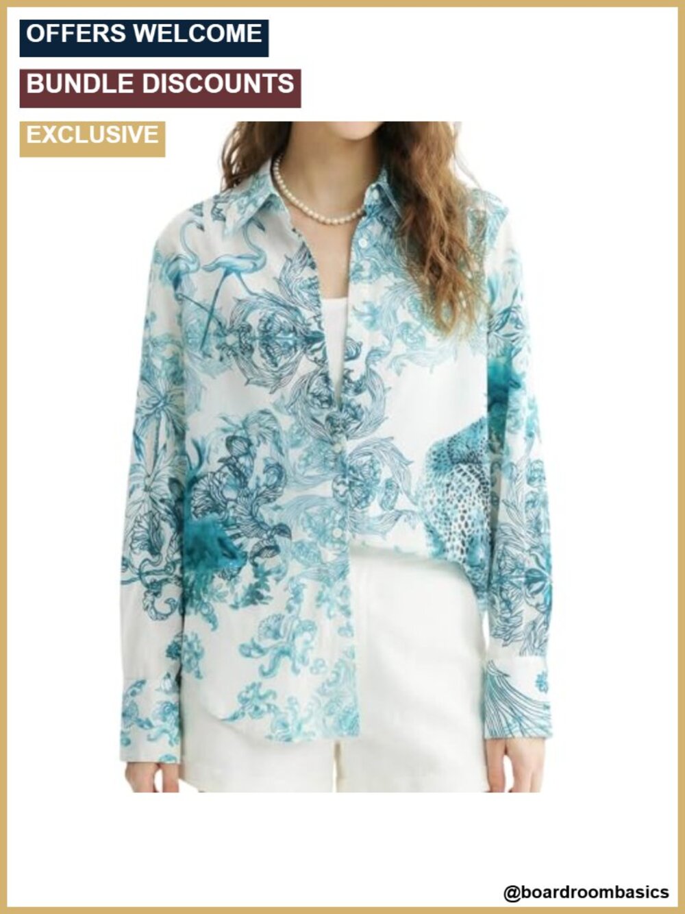 Pure Mulberry Silk Blouse Floral Button Down Shirt Long Sleeve V-Neck